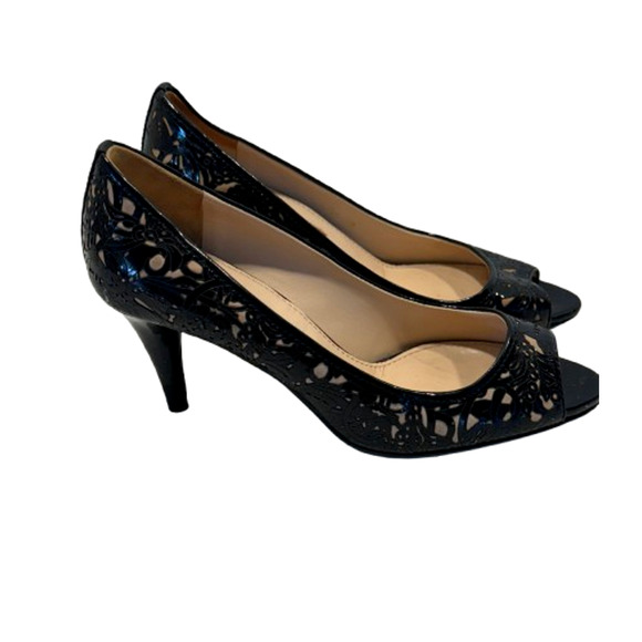 Prada Floral Laser Cut Peep Toe Pump Heels - Picture 1 of 11